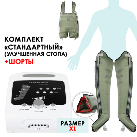 Аппарат для лимфодренажа WelbuTech HiZAM-220 – комплект: треугольная стопа, хаки + шорты Размер XL